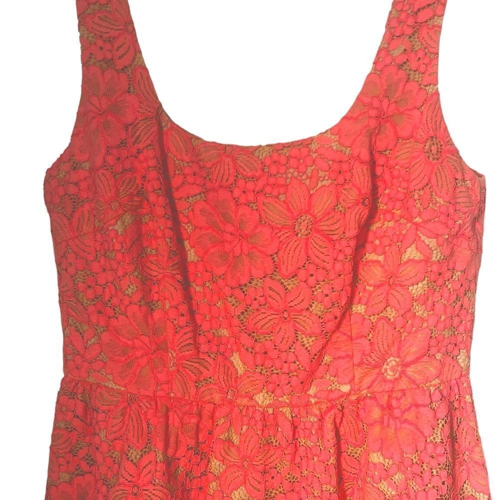 Trina Turk Gaviota Coral Lace Sleeveless Dress sz 4 - Picture 6 of 11